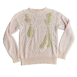 Vintage Pastel Pink Texture Beaded Sweater